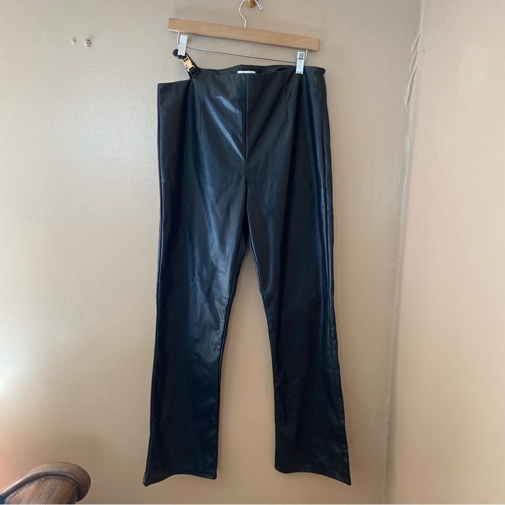 NWT Superdown kaitlyn faux leather pants black flares cut out Revolve L - Picture 10 of 10